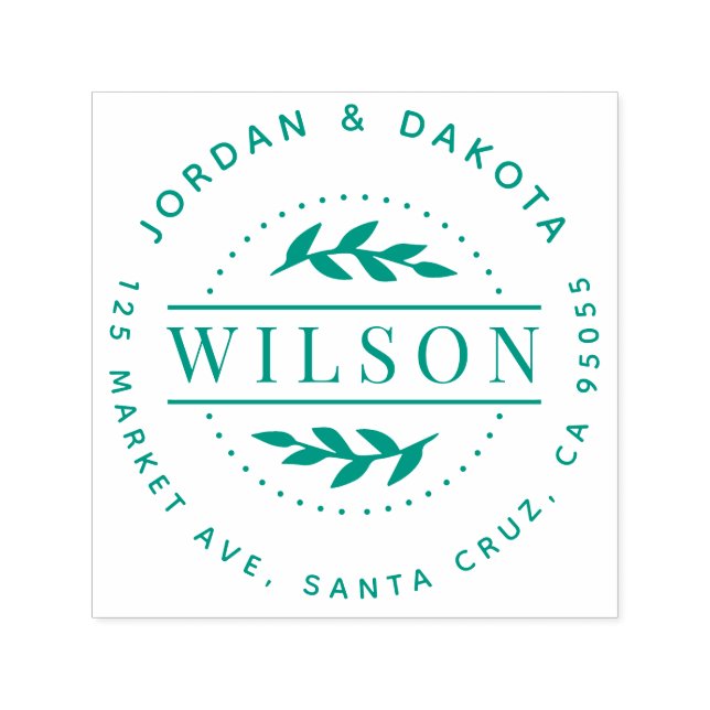 Tampon Auto-encreur Nom de famille moderne Botanique Adresse de retour (Design)