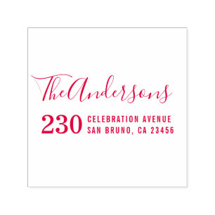 Tampon Auto-encreur Nom de famille moderne de typographie et adresse