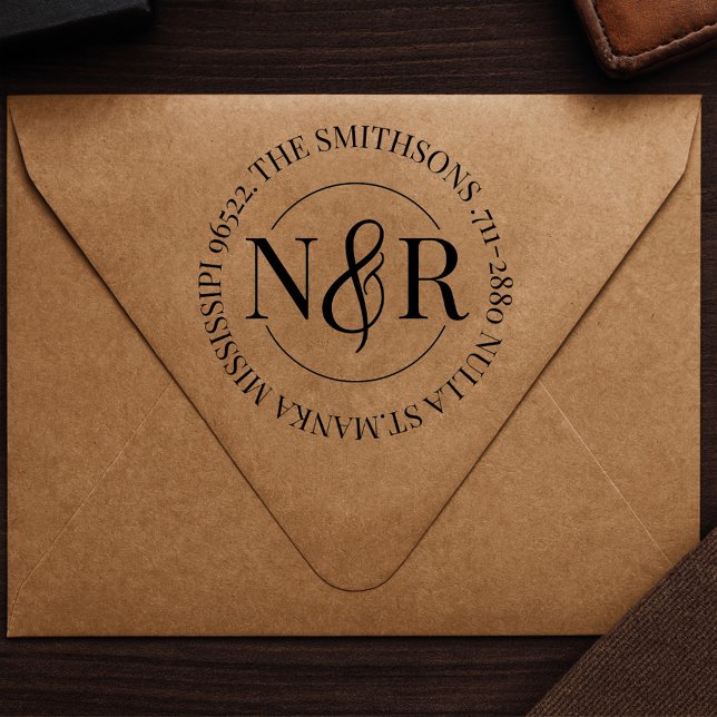 Tampon Auto-encreur Nom de famille monogramme Déclaration Circulaire d (Créateur téléchargé)