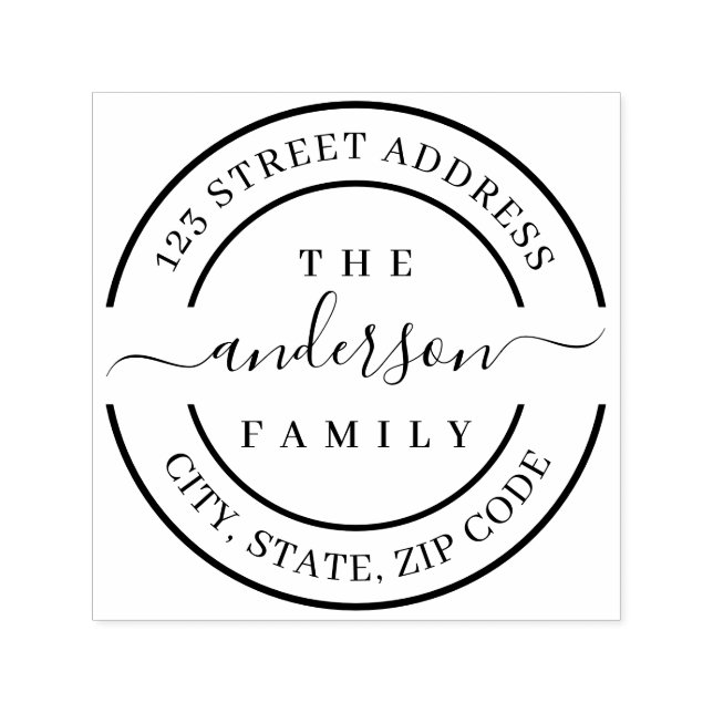 Tampon Auto-encreur Nom de famille personnalisé Adresse de retour (Design)