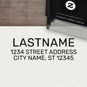 Tampon Auto-encreur Nom de famille personnalisé Adresse de retour - SA