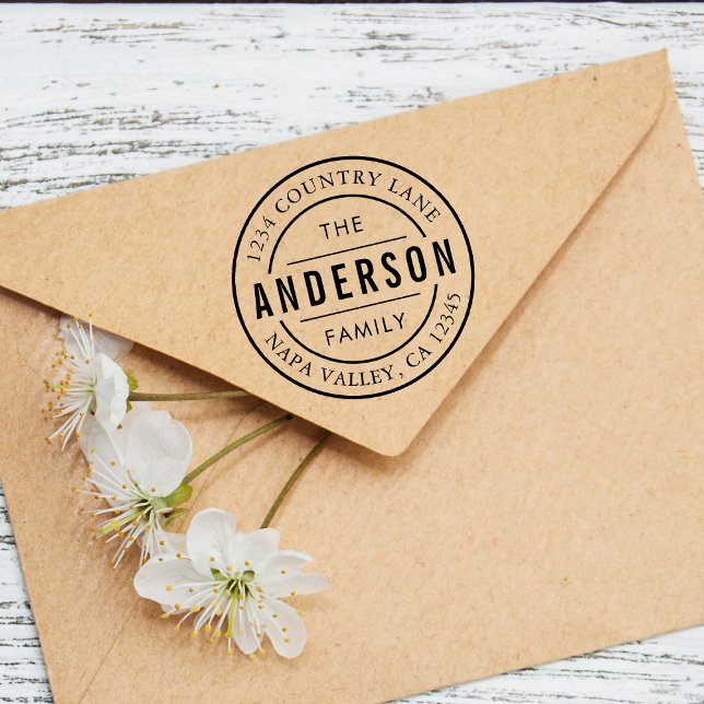 Tampon Auto-encreur Nom de famille personnalisé | Créez vos propres ad (Créateur téléchargé)