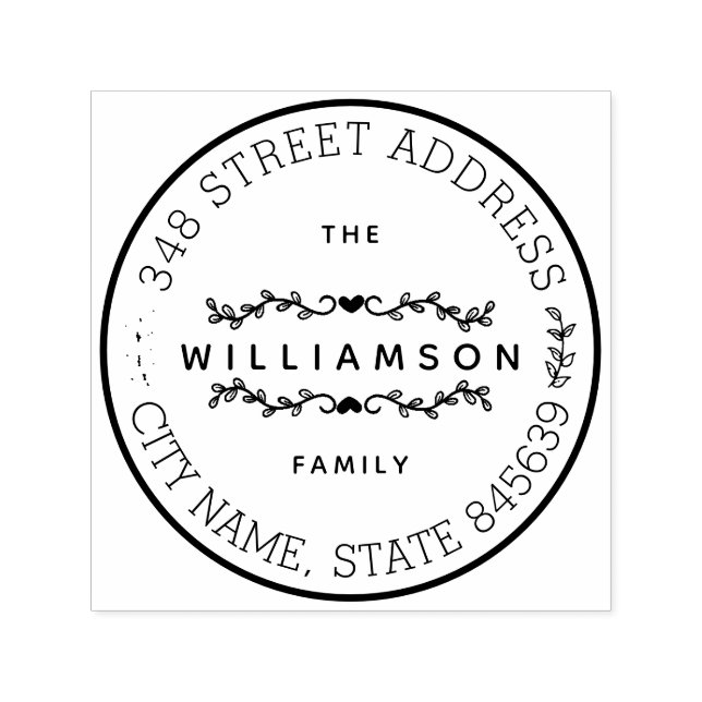 Tampon Auto-encreur Nom de famille personnalisé et adresse de retour a (Design)