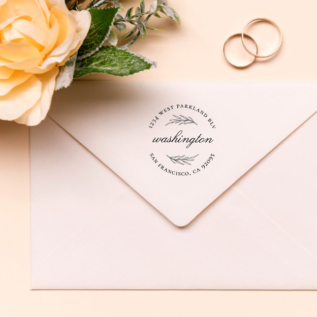 Tampon Auto-encreur Nom de famille Ronde Feuille Personnalisée Adresse (Créateur téléchargé)