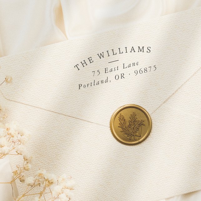 Tampon Auto-encreur Nom de famille simple Argé et adresse de retour (Stamp Mock-up)