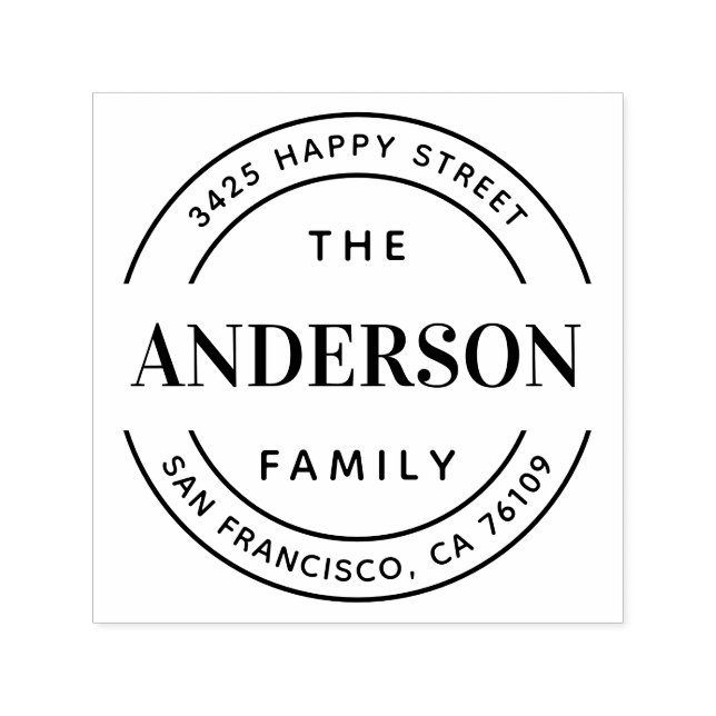 Tampon Auto-encreur Nom de famille Typographie Adresse de retour (Design)