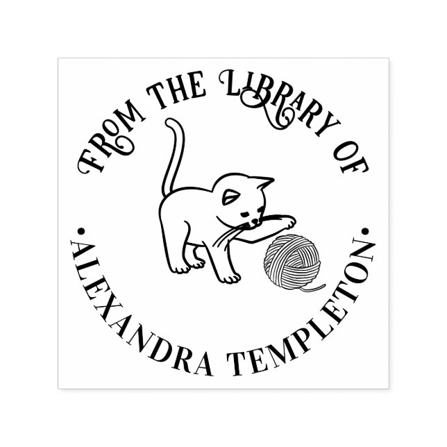 Tampon Auto-encreur Nom de la bibliothèque du livre Kitten jouant avec (Design)