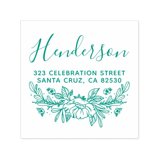 Tampon Auto-encreur Nom de la couronne botanique simple Adresse de ret (Design)