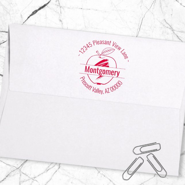 Tampon Auto-encreur Nom de l'adresse circulaire Apple personnalisée (Créateur téléchargé)