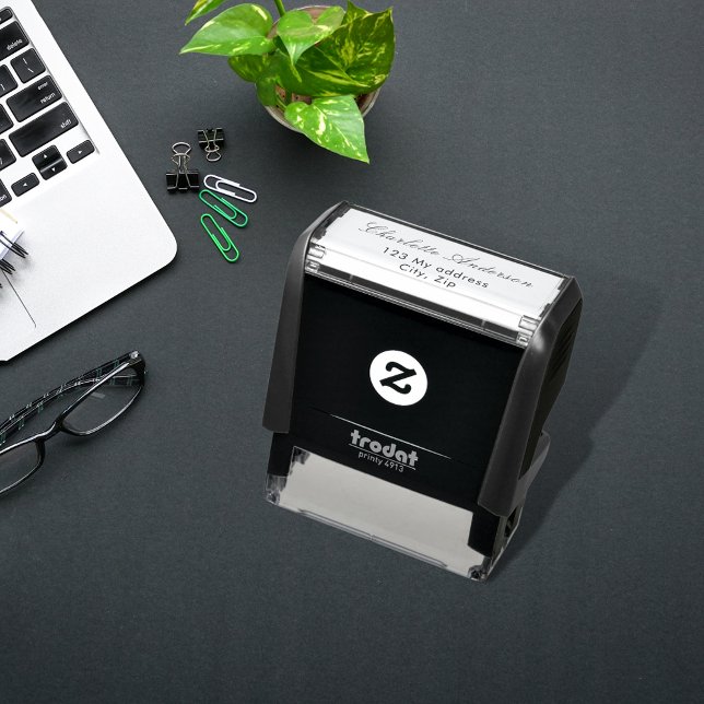 Tampon Auto-encreur Nom de l'élégante script de l'adresse de retour (Créateur téléchargé)