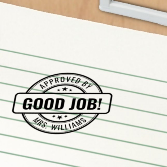 Tampon Auto-encreur Nom de l'enseignant personnalisé Bon travail! Homo (Créateur téléchargé)