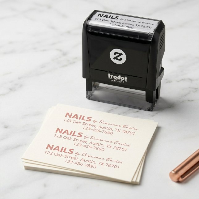 Tampon Auto-encreur Nom de l'Institut de Manucure Adresse de Retour (Nail Salon Name Return Address Self-inking Stamp)