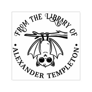 Tampon Auto-encreur Nom de livre de bibliothèque Chauve-souris mignonn