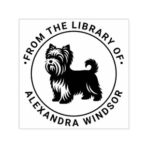 Tampon Auto-encreur Nom de livre de bibliothèque de chien debout Terri