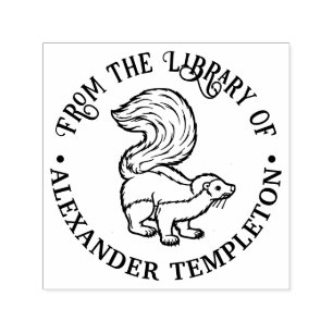 Tampon Auto-encreur Nom de livre de bibliothèque de contour de mouffet