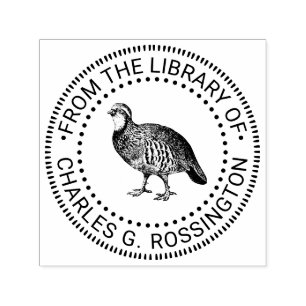 Tampon Auto-encreur Nom de livre de bibliothèque de dessin d'oiseau de