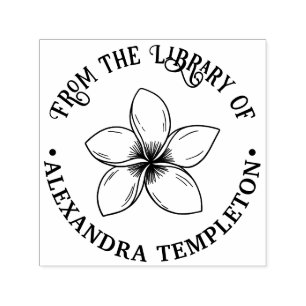 Tampon Auto-encreur Nom de livre de bibliothèque de fleur de Plumeria