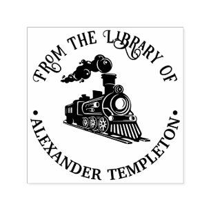 Tampon Auto-encreur Nom de livre de bibliothèque de train à locomotive