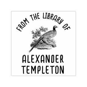 Tampon Auto-encreur Nom de livre de bibliothèque d'oiseau de gibier de