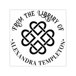 Tampon Auto-encreur Nom de livre de la bibliothèque Cœurs entrelacés N