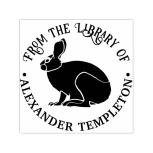 Tampon Auto-encreur Nom de livre de la bibliothèque de lapin de garenn