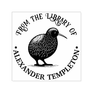 Tampon Auto-encreur Nom de livre de la bibliothèque d'oiseaux Kiwi de