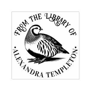 Tampon Auto-encreur Nom de livre vintage Partridge Game Bird #2 de bib
