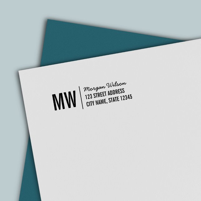 Tampon Auto-encreur Nom de script du séparateur gras monogramme Adress (Créateur téléchargé)