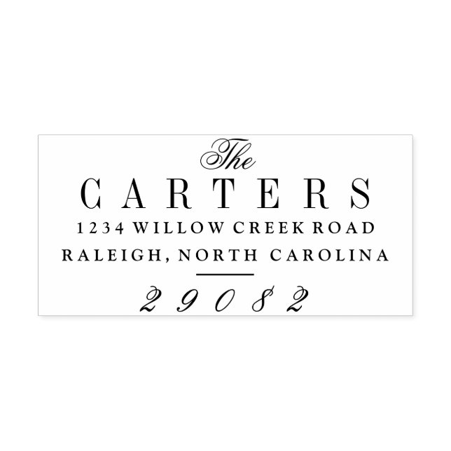 Tampon Auto-encreur Nom de script élégant Adresse de retour de famille (Design)