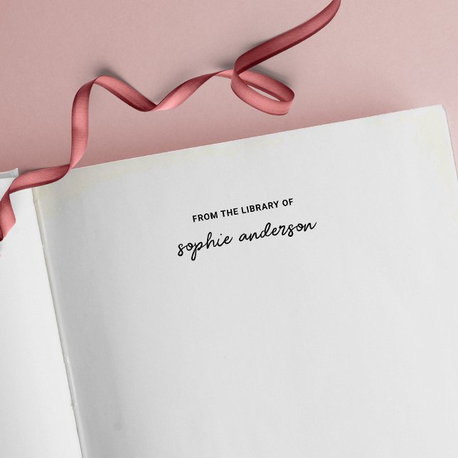 Tampon Auto-encreur Nom De Script Élégant De La Bibliothèque De (Créateur téléchargé)