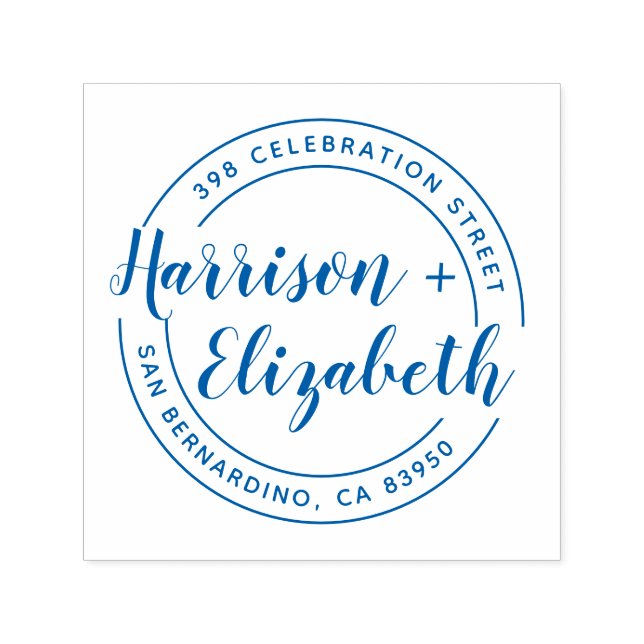 Tampon Auto-encreur Nom de script moderne Adresse de retour ronde (Design)