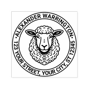 Tampon Auto-encreur Nom de tête de mouton rustique Adresse de retour