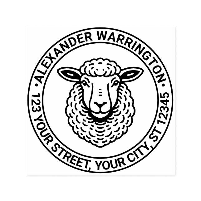 Tampon Auto-encreur Nom de tête de mouton rustique Adresse de retour (Design)