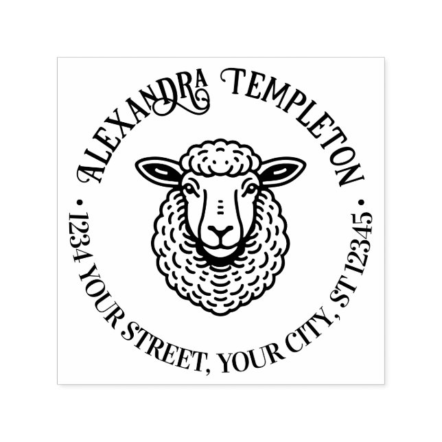 Tampon Auto-encreur Nom de tête de mouton rustique Adresse de retour # (Design)