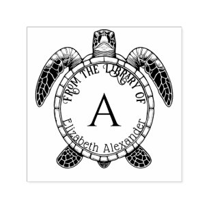 Tampon Auto-encreur Nom de vue de ventre de tortue marine Bibliothèque