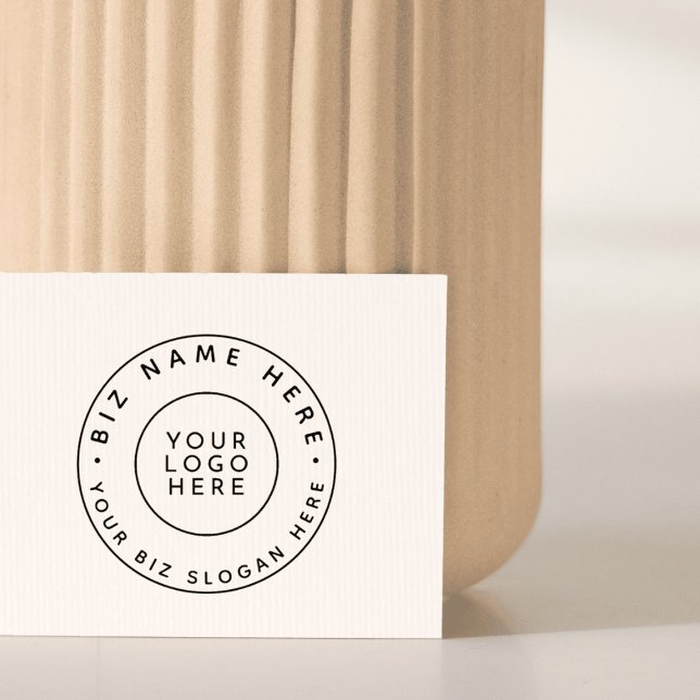 Tampon Auto-encreur Nom d'entreprise personnalisé Logo Slogan Moderne  (Créateur téléchargé)