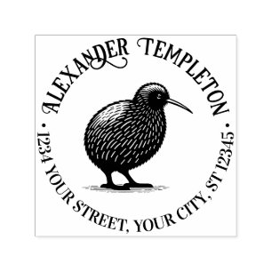 Tampon Auto-encreur Nom d'oiseau Kiwi de Nouvelle-Zélande Adresse de r