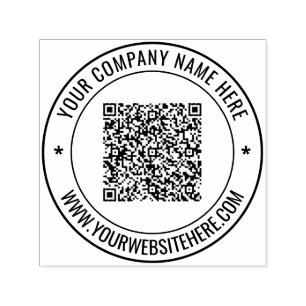 Tampon Auto-encreur Nom du code QR Site Web Autonomie Ronde Timbre