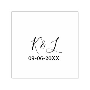 Tampon Auto-encreur nom du couple de mariage lettre date fond pastel r