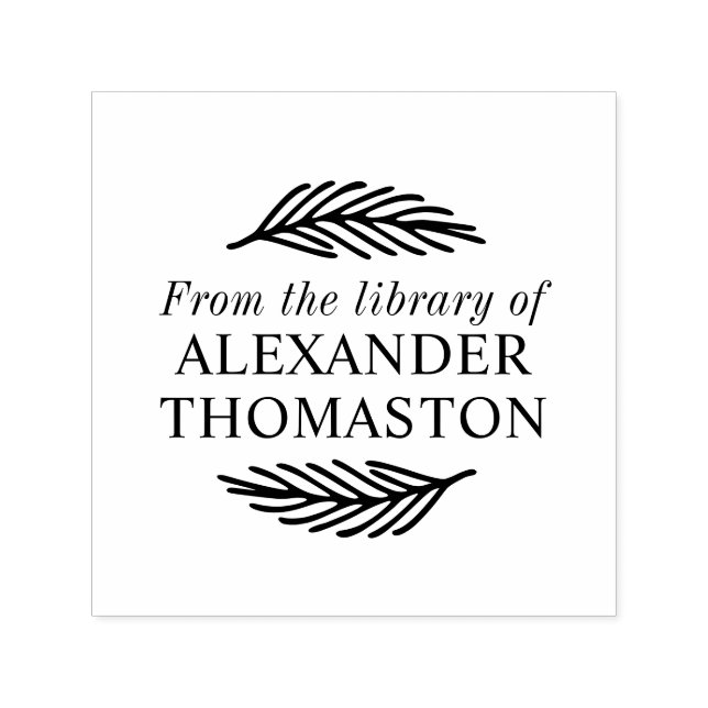 Tampon Auto-encreur Nom du livre de la bibliothèque de Botanical Plant (Design)