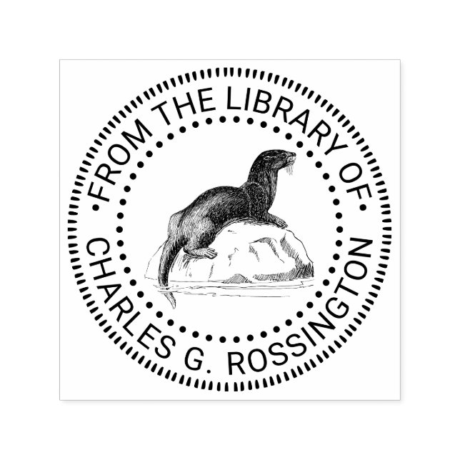 Tampon Auto-encreur Nom du livre de la bibliothèque de dessin de loutr (Design)