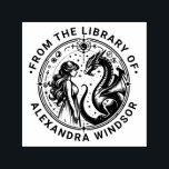 Tampon Auto-encreur Nom du livre de la bibliothèque du dragon mystique<br><div class="desc">Conception de gaufrage « De la bibliothèque de » du dragon mystique et de la princesse ============</div>