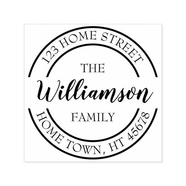 Tampon Auto-encreur Nom du script Adresse de retour circulaire (Design)