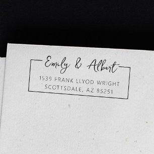 Tampon Auto-encreur Nom du script d'adresse de retour Monogramme éléga