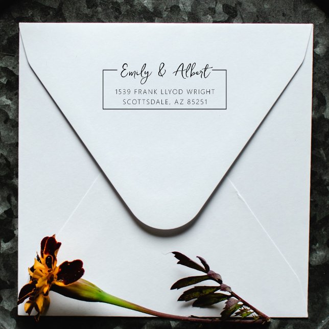 Tampon Auto-encreur Nom du script d'adresse de retour Monogramme éléga (Créateur téléchargé)