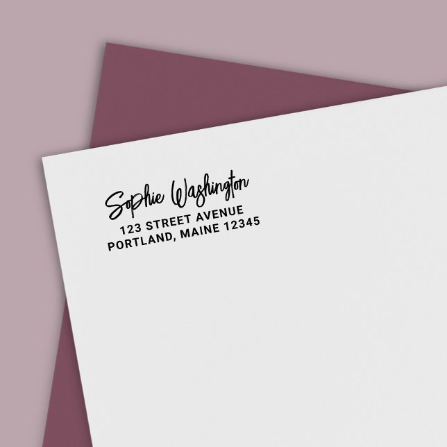 Tampon Auto-encreur Nom du script de brosse en gras Adresse de retour (Créateur téléchargé)