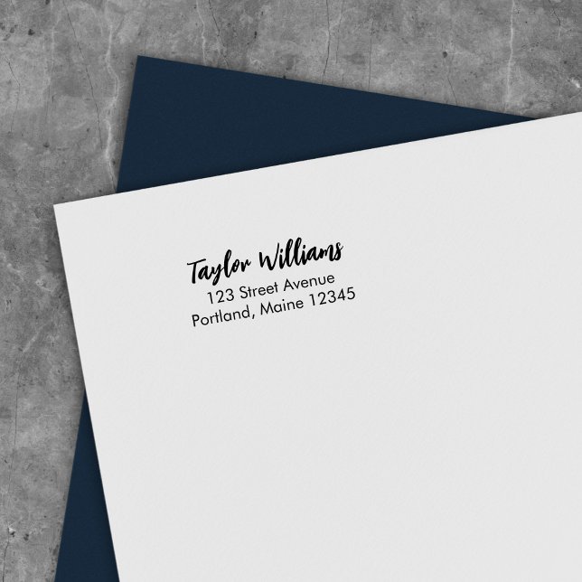 Tampon Auto-encreur Nom du script de brosse moderne Adresse de retour (Créateur téléchargé)