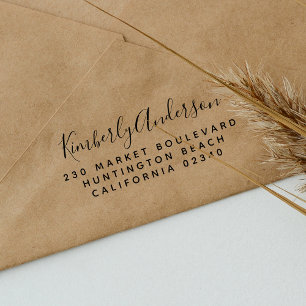 Tampon Auto-encreur Nom du script et adresse de retour simple