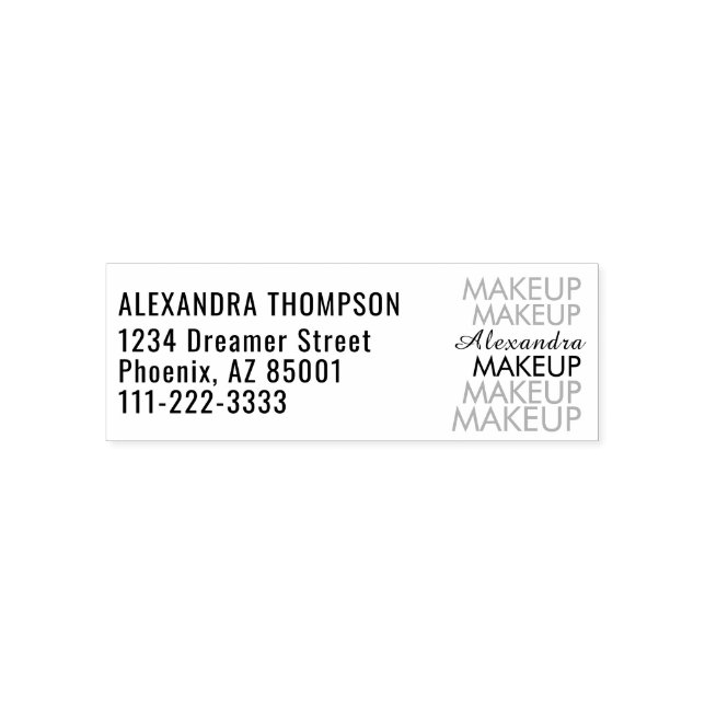 Tampon Auto-encreur Nom du Studio de Maquillage Script Adresse de Reto (Design)
