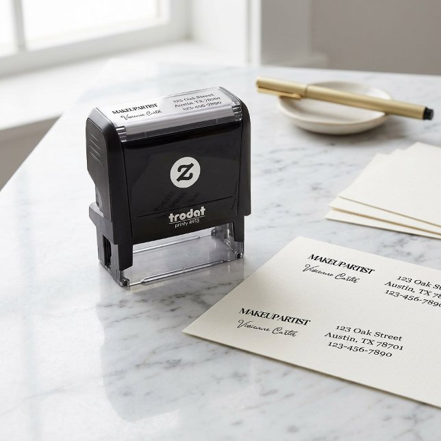 Tampon Auto-encreur Nom du Studio de Maquillage Script Adresse de Reto (Makeup Artist Self Inking Stamp )